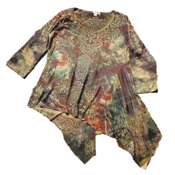 Earthtones Multi-colored printed top Large - Picture 1 of 6